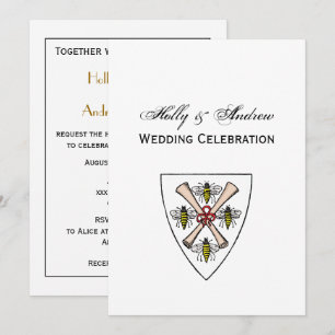 Heraldische Vintage 4 Bijen Rol Schildskust Wt Kaart