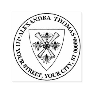 Heraldische Vintage 4 Bijen Rol Schildskust Wt Zelfinktende Stempel