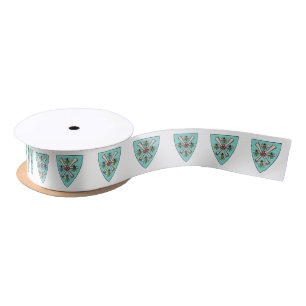 Heraldische Vintage 4 Bijen Rollen op Schild Crest Satijnen Lint