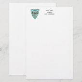 Heraldische Wijnstok 3 Bijen Rollen Initiaal Monog Briefpapier (Voorkant / Achterkant)