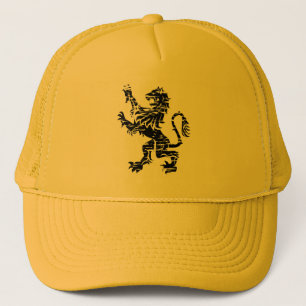 Heraldische Zwarte Ongebreidelde Leeuw Trucker Pet