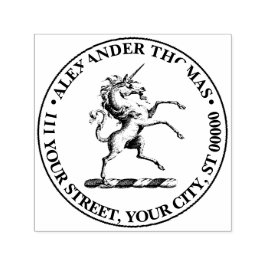 Heraldisches eenhoorn steigerend wapen embleem  zelfinktende stempel