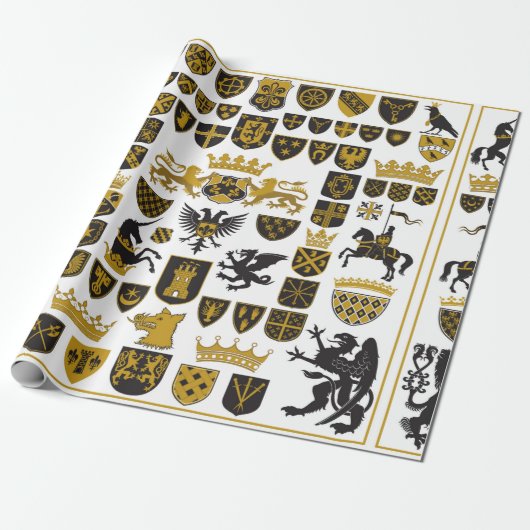 HERALDRY Crests and Symbols Cadeaupapier (Uitgerold)