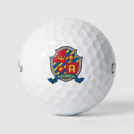 Heraldry grafisch schild Een monogram golfballen