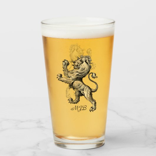 Heraldry Lion  Monogram Glas (Voorkant gevuld)