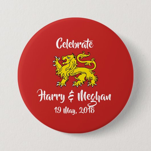 Heraldry Lion Royal Wedding Keepomwille Button (Voorkant)