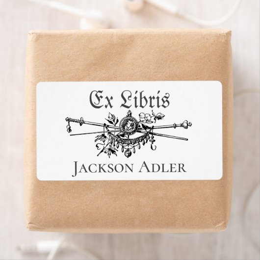 Heraldry Swords Personalized Ex Libris Bookplaat Etiket (Insitu)