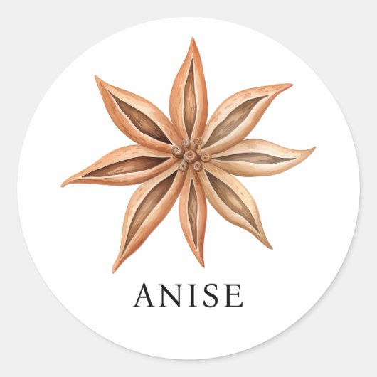 Herb Anise Waterverf Ronde Sticker (Voorkant)