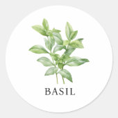 Herb Basil Waterverf Ronde Sticker (Voorkant)