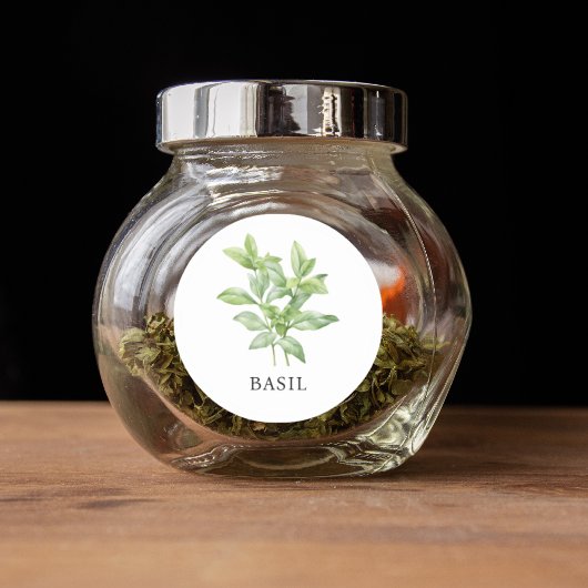 Herb Basil Waterverf Ronde Sticker