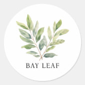 Herb Bay Leaf Waterverf Ronde Sticker (Voorkant)