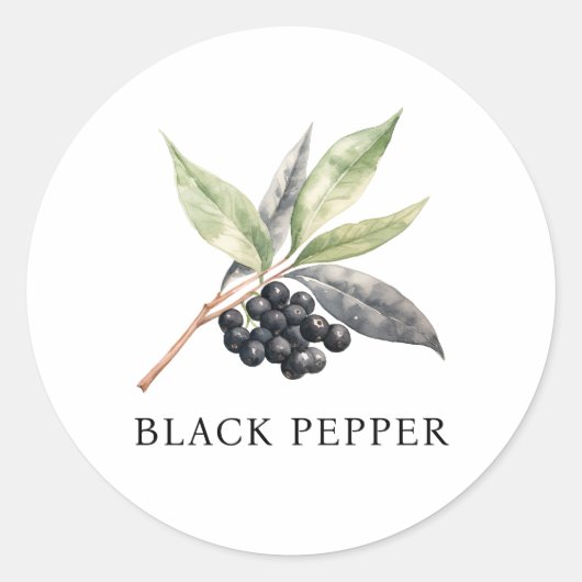 Herb Black Pepper Waterverf Ronde Sticker (Voorkant)