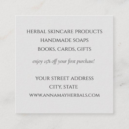 Herb Boerderij Cichorei medicinale Planten Visitek Vierkante Visitekaartje (Achterkant)