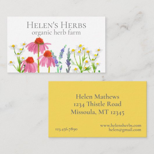 Herb Boerderij Echinacea Geneesmiddel in de culina Visitekaartje (Voorkant / Achterkant)