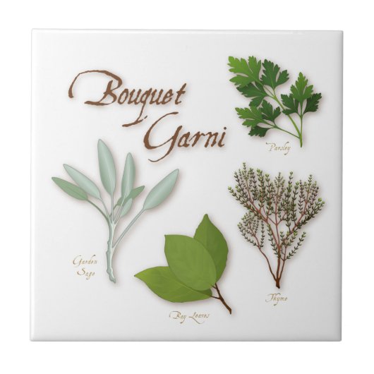 Herb Bouquet Ceramic Tile Tegeltje (Voorkant)