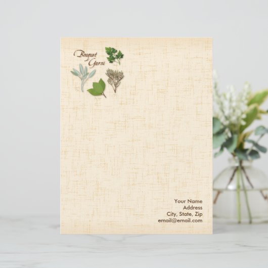 Herb Bouquet Letterhead Gepersonaliseerd Briefhoofd (Staand voorkant)
