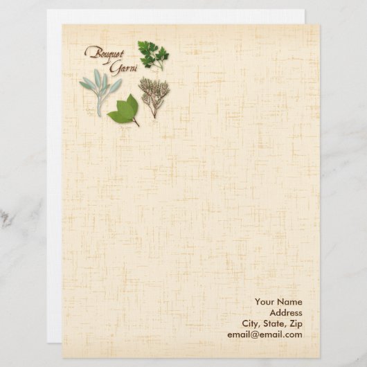Herb Bouquet Letterhead Gepersonaliseerd Briefhoofd (Voorkant / Achterkant)