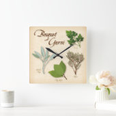 Herb Bouquet Wall Clock Vierkante Klok (Huis)