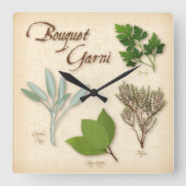 Herb Bouquet Wall Clock Vierkante Klok (Voorkant)