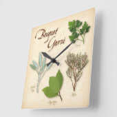 Herb Bouquet Wall Clock Vierkante Klok (Hoek)