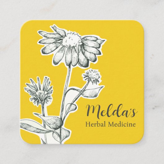 Herb Business Echinacea Coneflower Plant Custom Vierkante Visitekaartje (Voorkant)