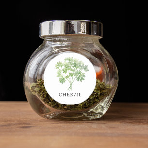 Herb Chervil Waterverf Ronde Sticker