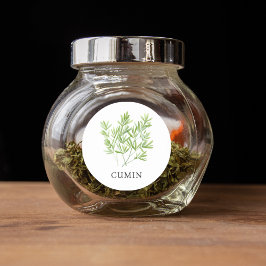Herb Cumin Waterverf Ronde Sticker