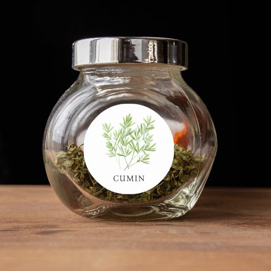 Herb Cumin Waterverf Ronde Sticker