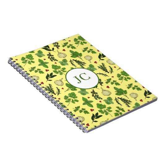 Herb Garden Kitchen Culinaire Herb Pattern Notitieboek (Rechterzijde)
