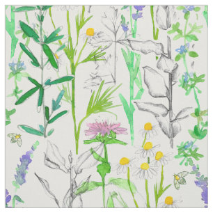 Herb Garden Planten Chamomile Bee Balm Rosemary Stof