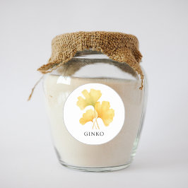 Herb Ginko Waterverf Ronde Sticker