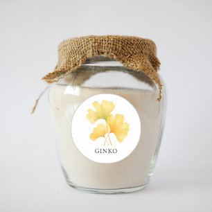 Herb Ginko Waterverf Ronde Sticker