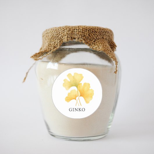 Herb Ginko Waterverf Ronde Sticker