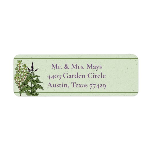 Herb Green Garden Return Address Label (Voorkant)