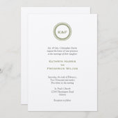 Herb green medallion initialen bruiloft kaart (Voorkant / Achterkant)