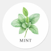 Herb Mint Waterverf Ronde Sticker (Voorkant)