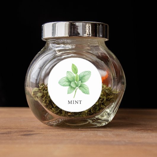 Herb Mint Waterverf Ronde Sticker
