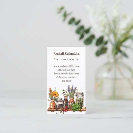 Herb Shelf Herbalist Naturopath Visitekaartje (Staand voorkant)