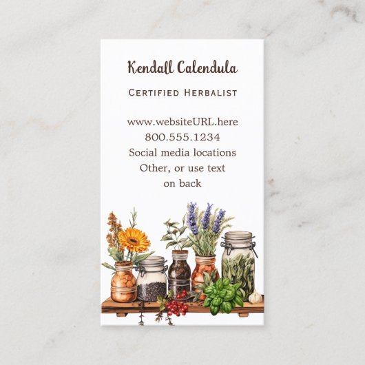 Herb Shelf Herbalist Naturopath Visitekaartje (Voorkant)