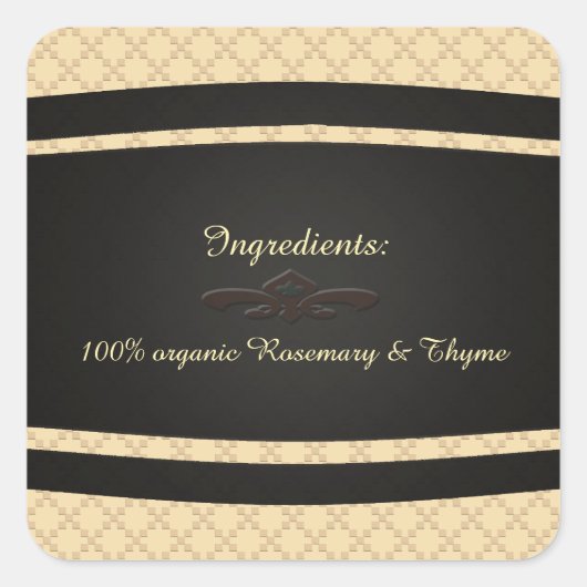 Herb & Spice/U-plukkleurige zwarte-binnenste laag Vierkante Sticker (Voorkant)