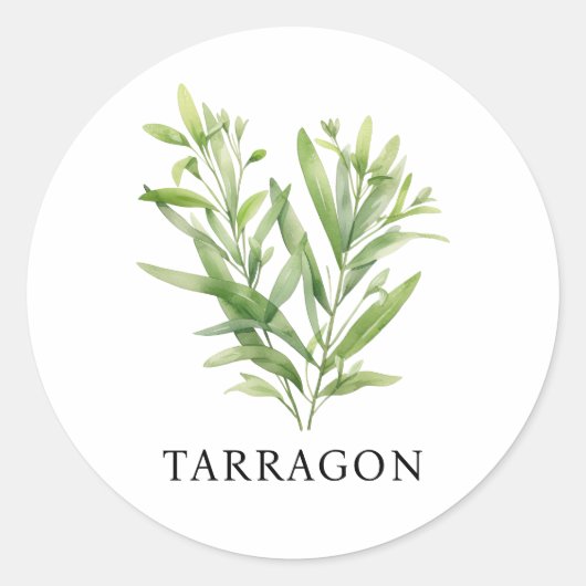 Herb Tarragon Waterverf Ronde Sticker (Voorkant)