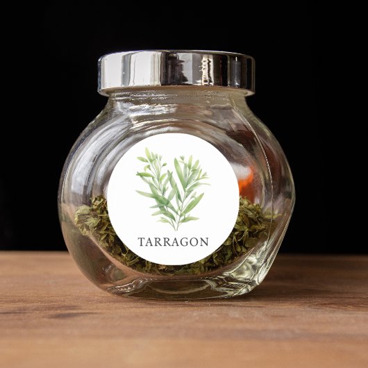 Herb Tarragon Waterverf Ronde Sticker