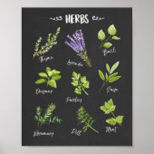 Herbafdruk Herbs kunst Keukenkunst Keukendecor Poster (Voorkant)