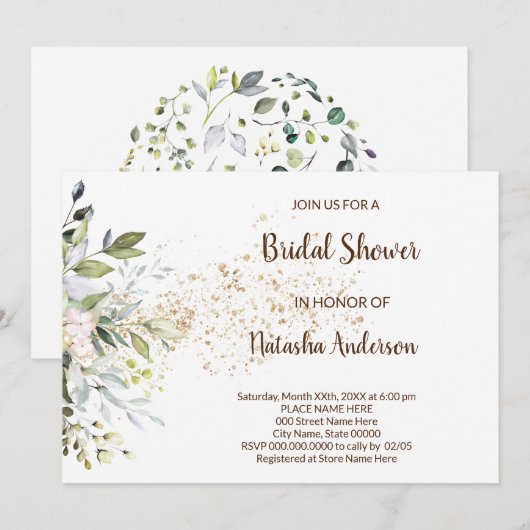 Herbal en Greenery Bridal Shower Kaart (Voorkant / Achterkant)