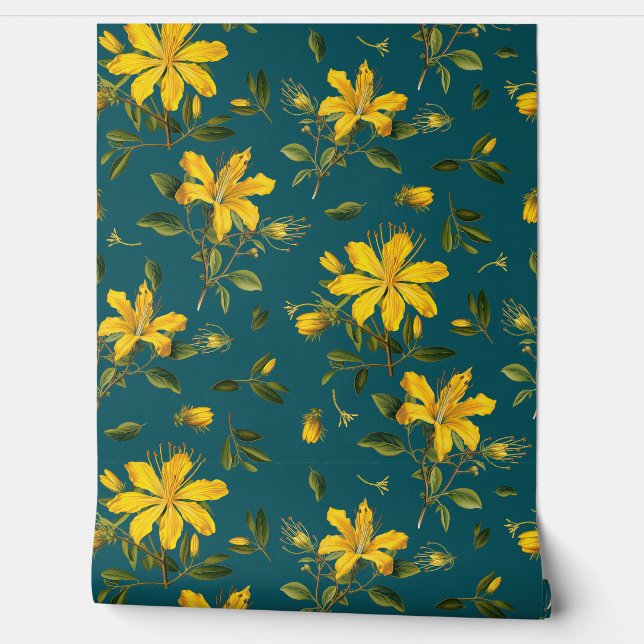 Herbal Flowers Seamless Pattern Behang (Afrollen)