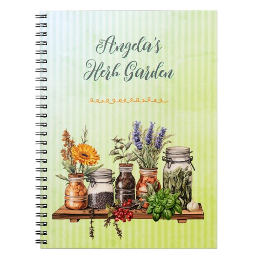 Herbal Jars Growers Personalized Garden Journal Notitieboek (Voorkant)