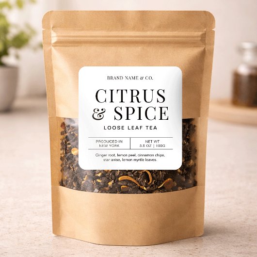 Herbal Tea Simple Minimalist Ingredients Label