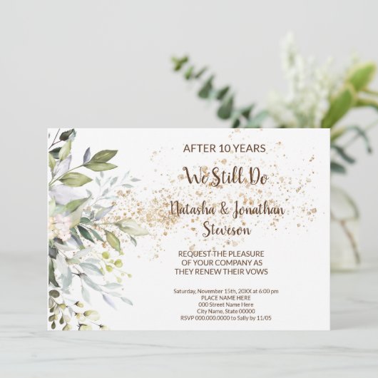 Herbal Wedding Jubileum Renewal Vows Kaart (Staand voorkant)