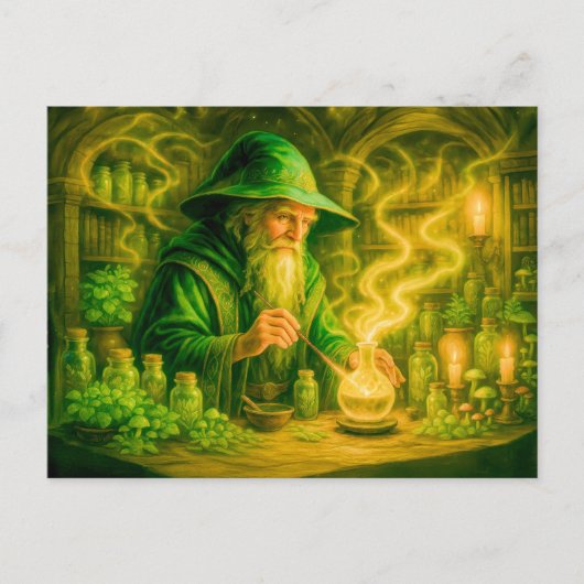 Herbalist beeld in mystieke olieverfschilderij feestdagenkaart (Voorkant)