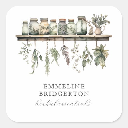 Herbalist Botanical Apothecary Product  Vierkante Sticker (Voorkant)